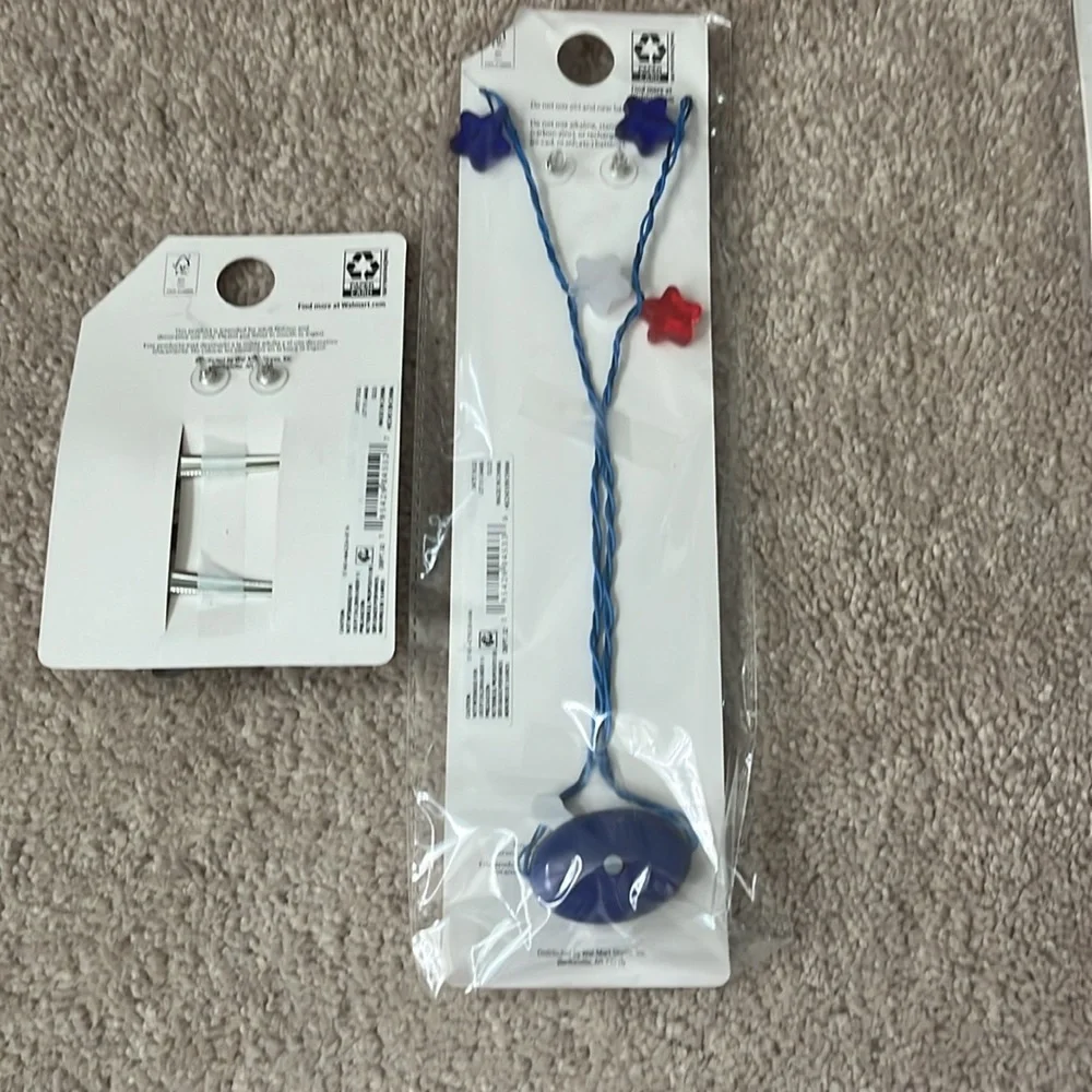 Patriotic earrings, hair clips & earrings & light up necklace